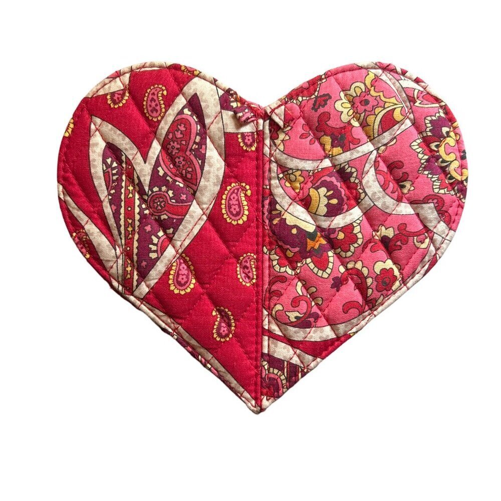Vera Bradley Retro Red Heart Shaped Quilted Paisley Print Jewelry Box… - Picture 11 of 12